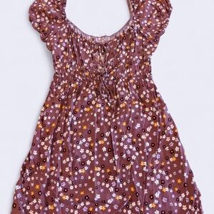 Floral Dress in Brown and White